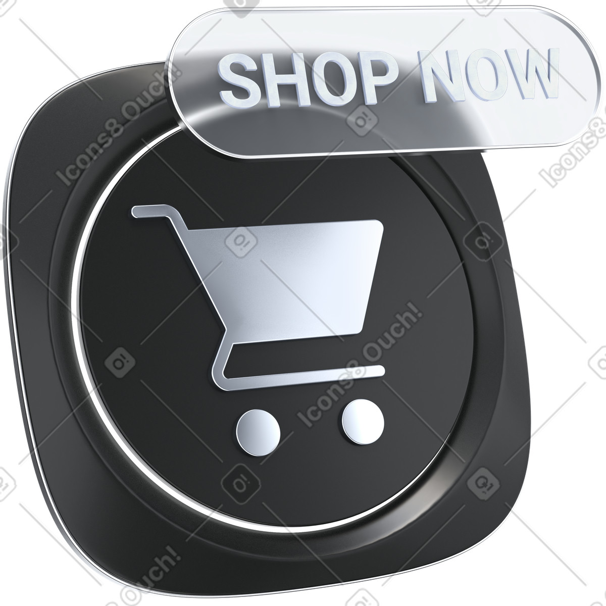 3D Pro スタイルの Shopping cart button for online store checkout and purchase actions のイラストをPNG、SVG形式でダウンロード