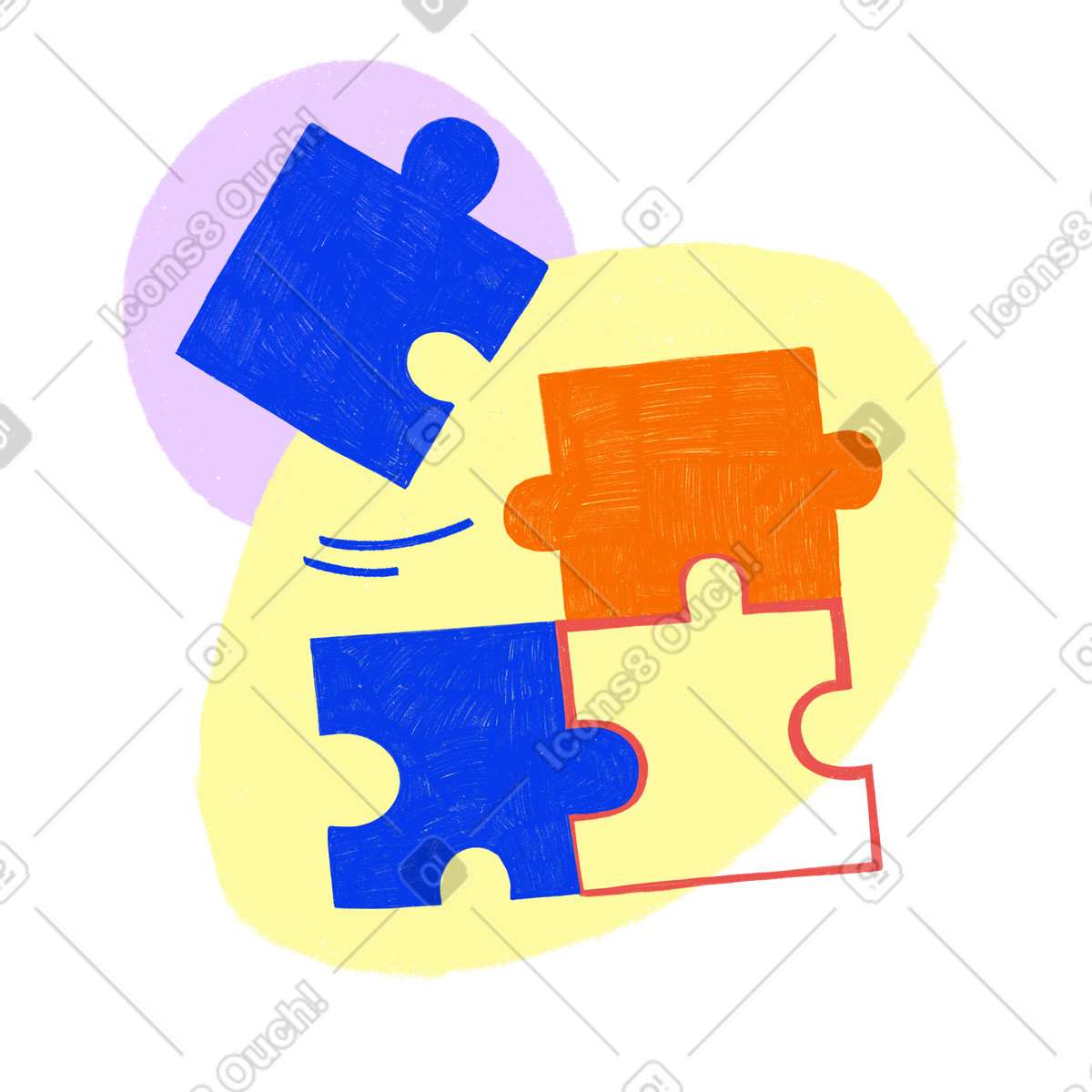 Иллюстрация Teamwork shown on the puzzles в стиле Biro — скачать в форматах PNG, SVG