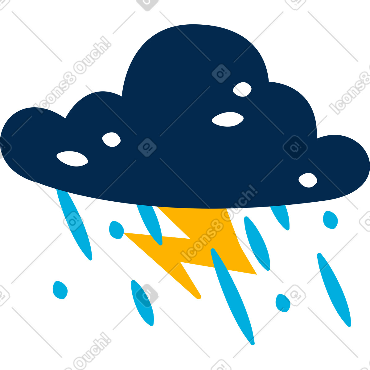 Cloud lighting rain illustration in Flame style download in PNG, SVG