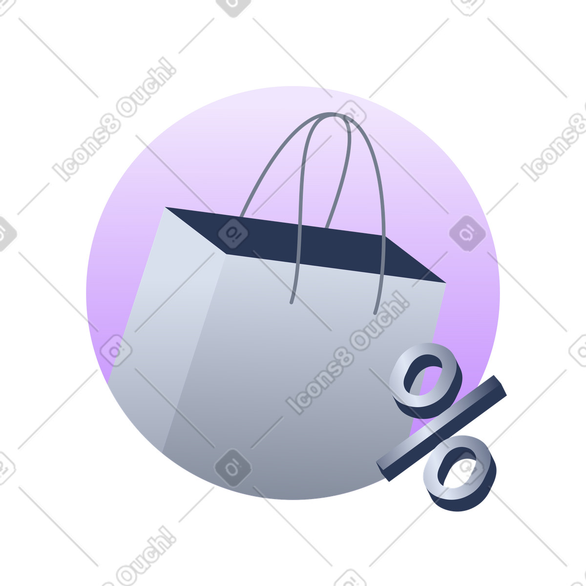 Discounted purchase in a paper shopping bag illustration Lucent style download PNG, SVG