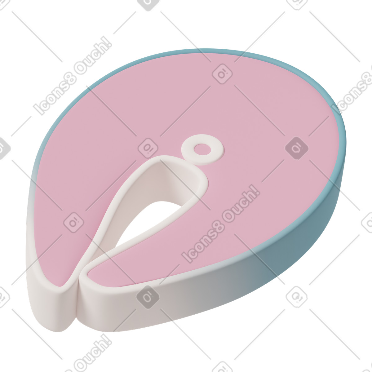 3D Casual life スタイルの Pink salmon steak のイラストをPNG、SVG形式でダウンロード