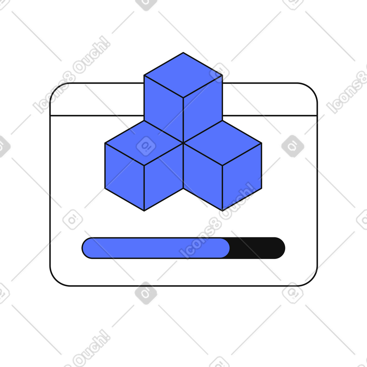 Ilustración Loading bar showing progress of data blocks synchronization on screen en estilo Main a descargar en PNG y SVG