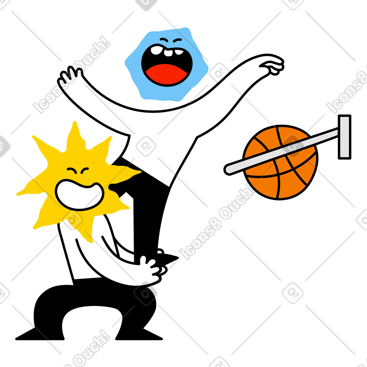 Ilustração de Colegas trabalho jogando basquete depois do em no estilo Giggle para baixar em PNG, SVG