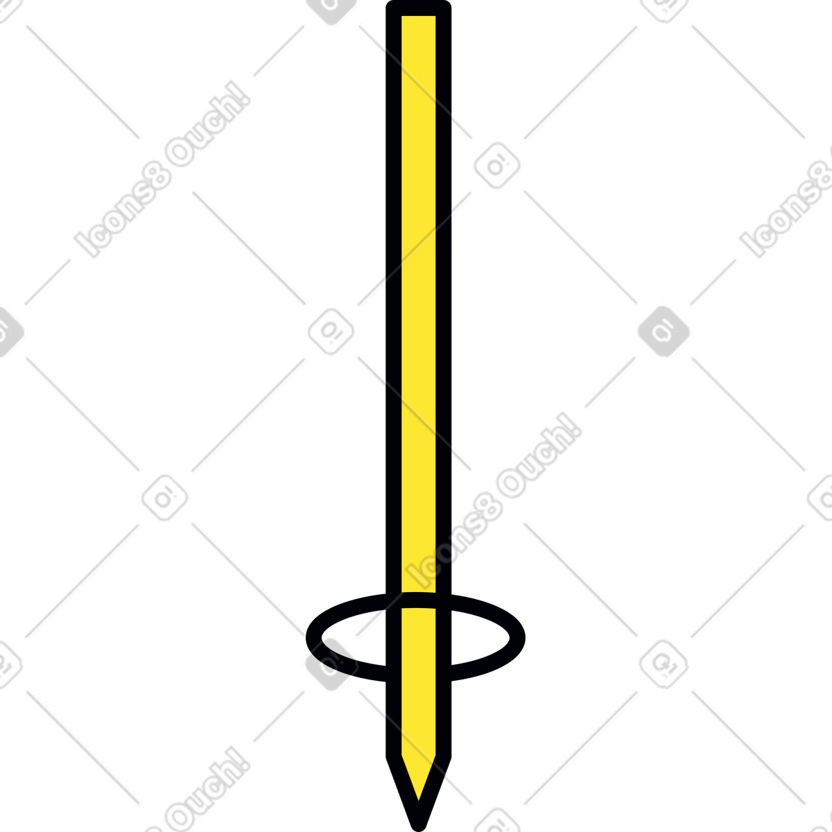 Illustration Bâton de ski jaune dans le style Droll à télécharger aux formats PNG, SVG