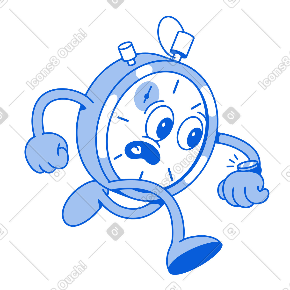 Timer runs and looks at the wristwatch illustration in Handy Line style download in PNG, SVG