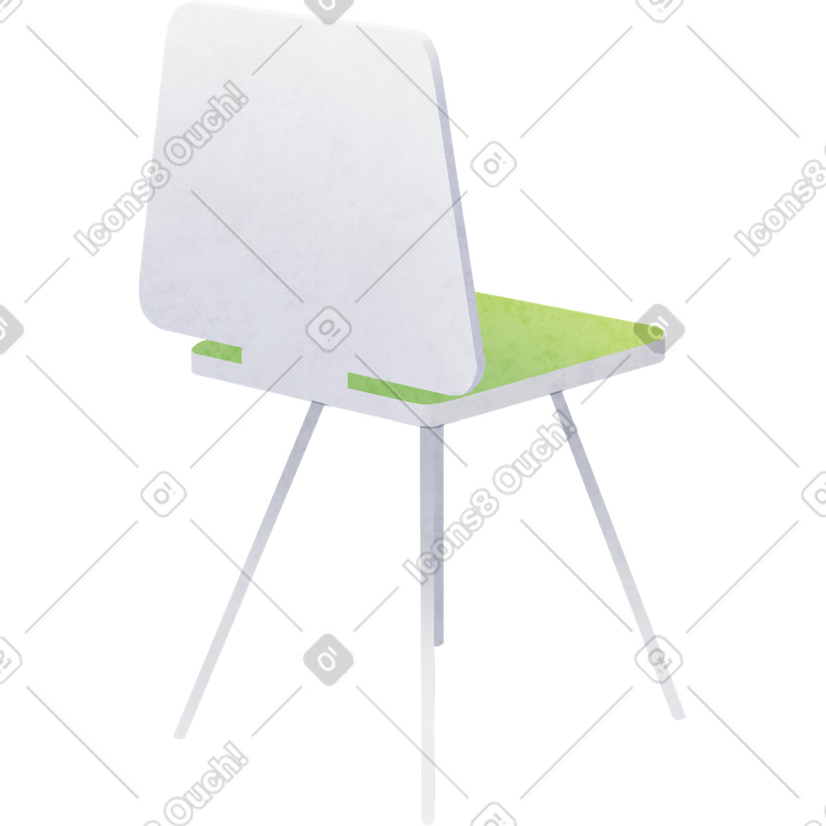 Gray chair with green seat from back-Illustration im Lifestyle-Stil als Download in PNG, SVG