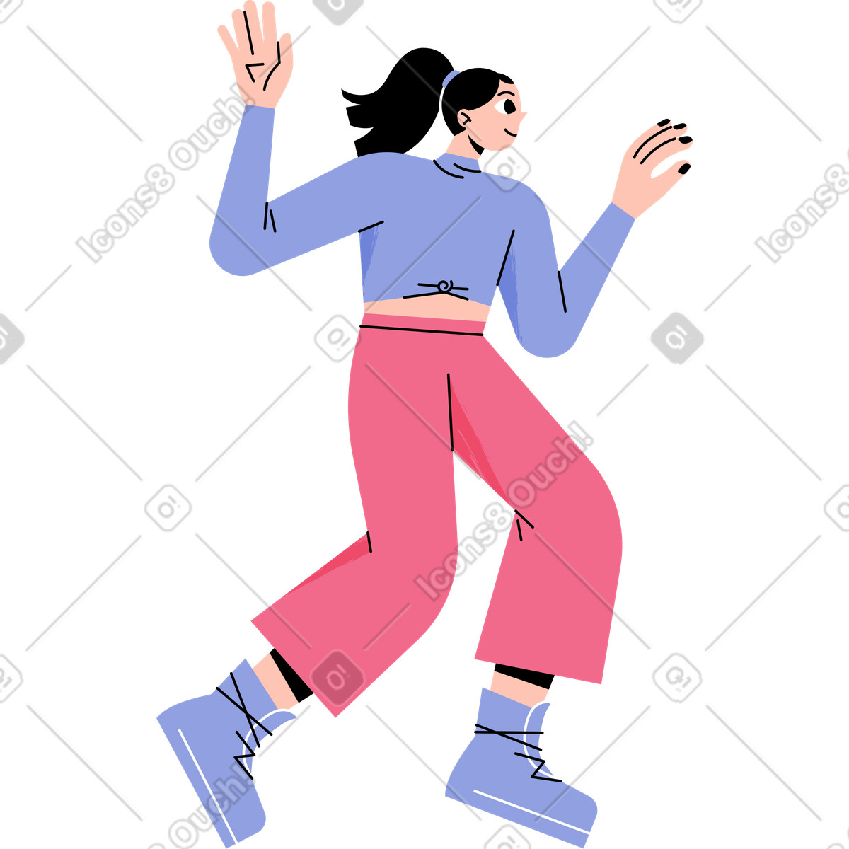 Frau tanzt-Illustration im Juicy-Stil als Download in PNG, SVG