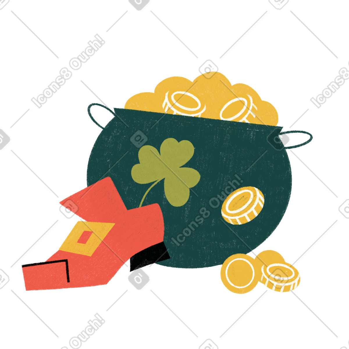Tutti スタイルの Pot of gold for St.patrick's day のイラストをPNG、SVG形式でダウンロード