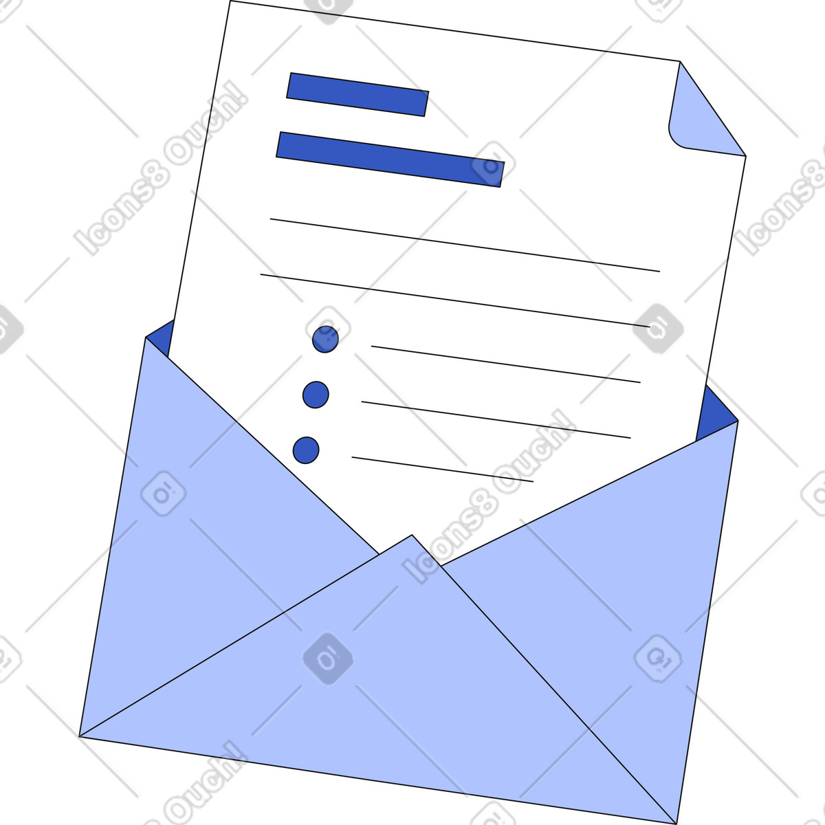 Ilustração de Carta em envelope aberto no estilo Techny para baixar PNG, SVG