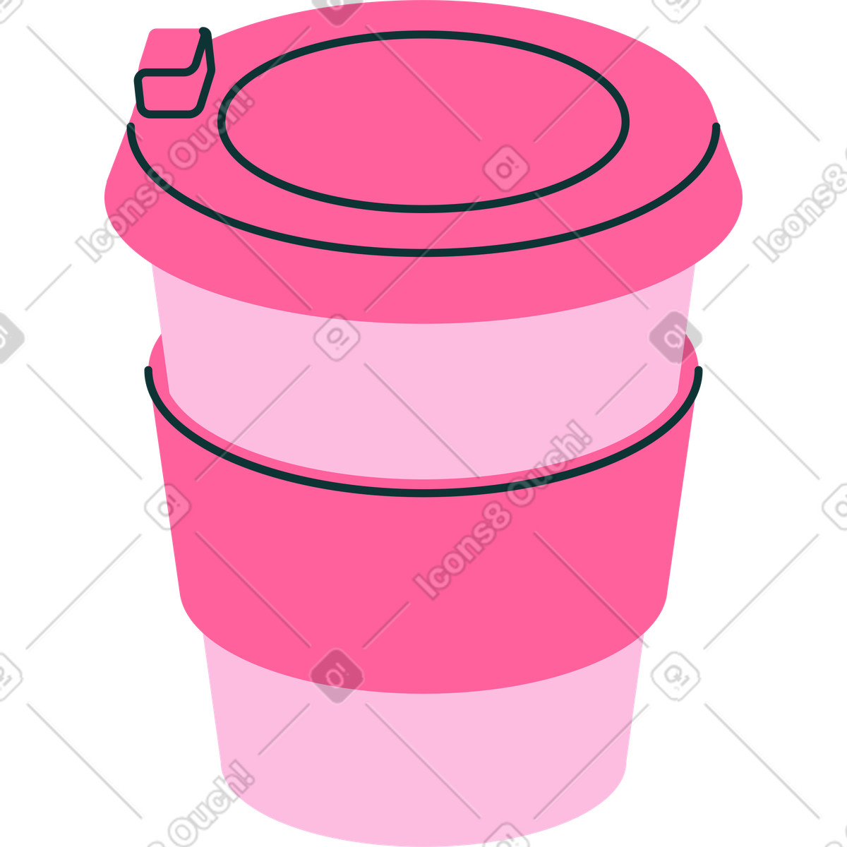 Ilustración Pequeña taza de café rosa en estilo Florid a descargar en PNG y SVG