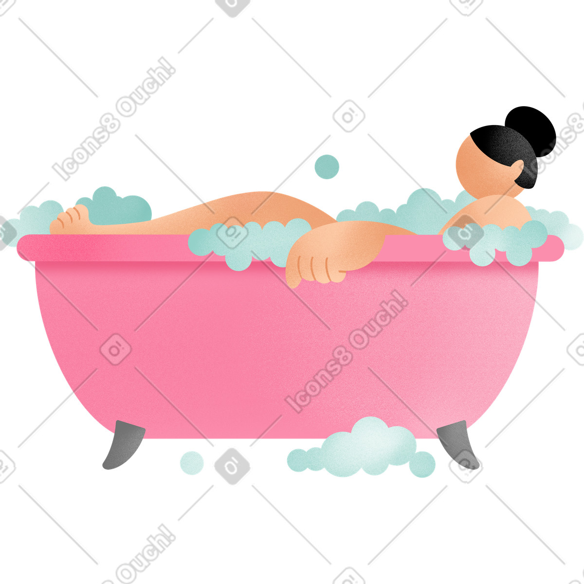 Joy スタイルの Young woman in bath のイラストをPNG、SVG形式でダウンロード