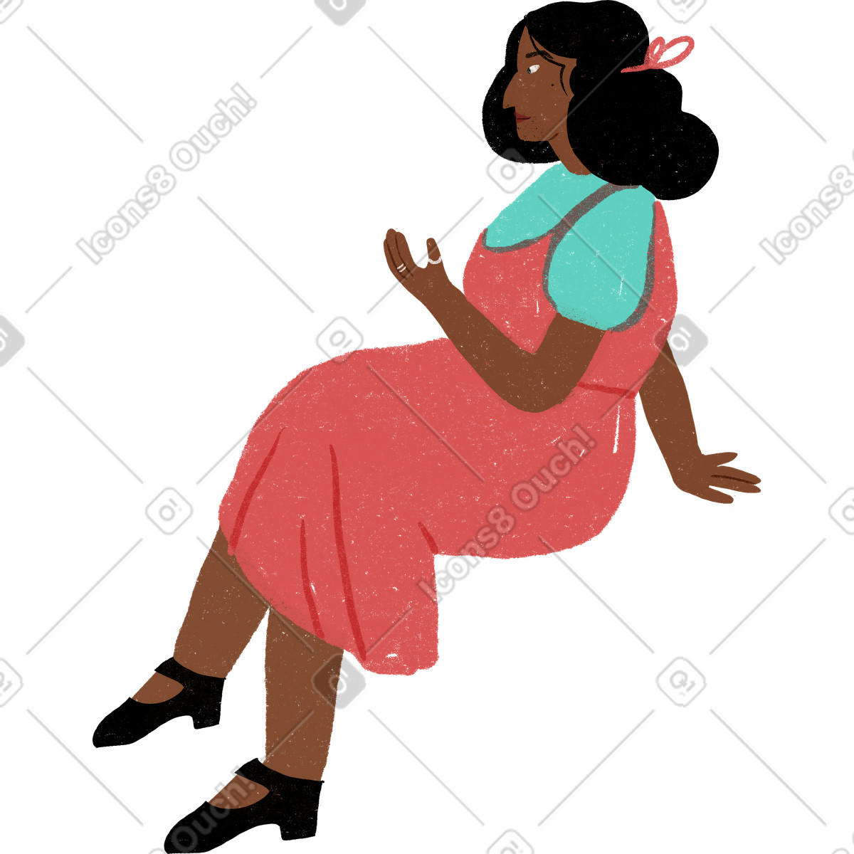 Ilustração de Woman in a pink dress sitting em no estilo Public para baixar em PNG, SVG
