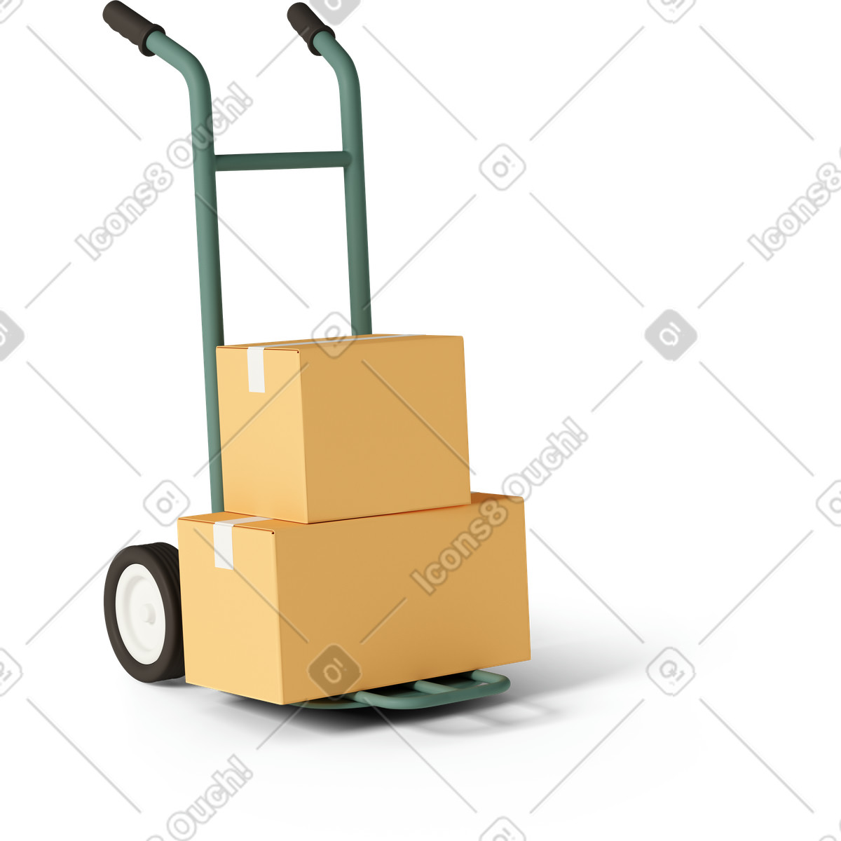 Trolley with boxes-Illustration im 3D Casual life-Stil als Download in PNG, SVG