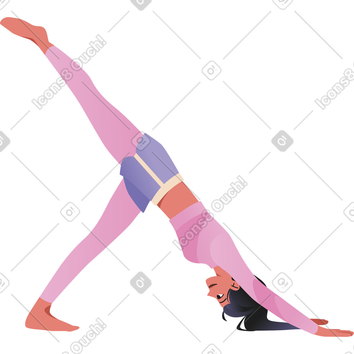 Young woman in yoga pose illustration Coworking style download PNG, SVG