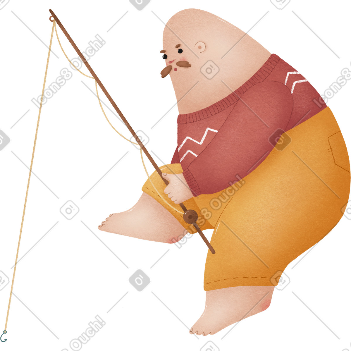 Woolly スタイルの Fisherman のイラストをPNG、SVG形式でダウンロード