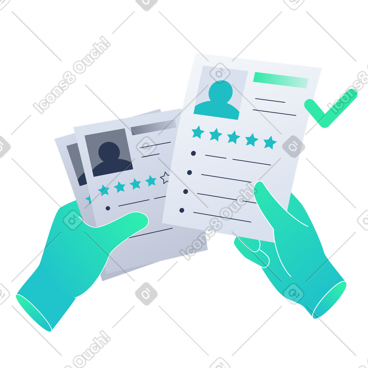 Selecting the best candidate for vacancy illustration in Lucent style download in PNG, SVG
