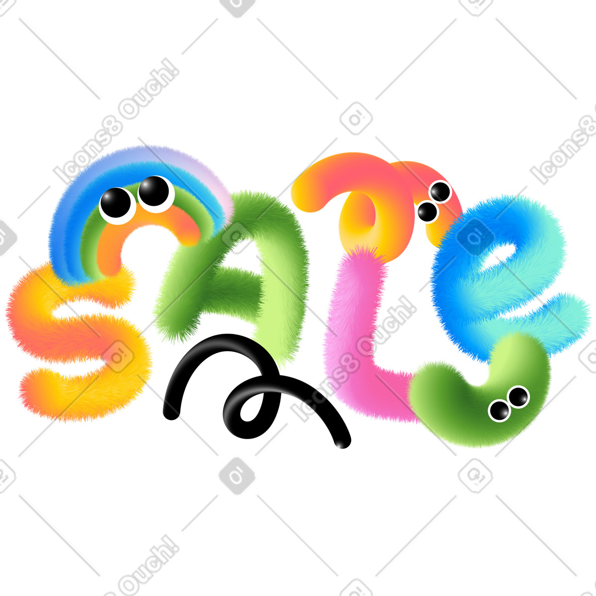 Lettering Sale with decorative elements text illustration in Puffy style download in PNG, SVG