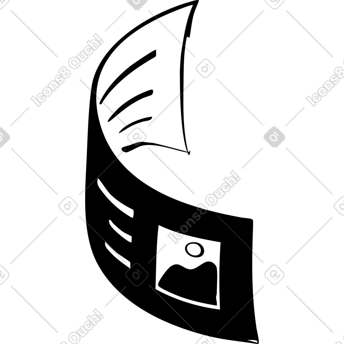 Paper document with image flying in circle illustration Line style download PNG, SVG