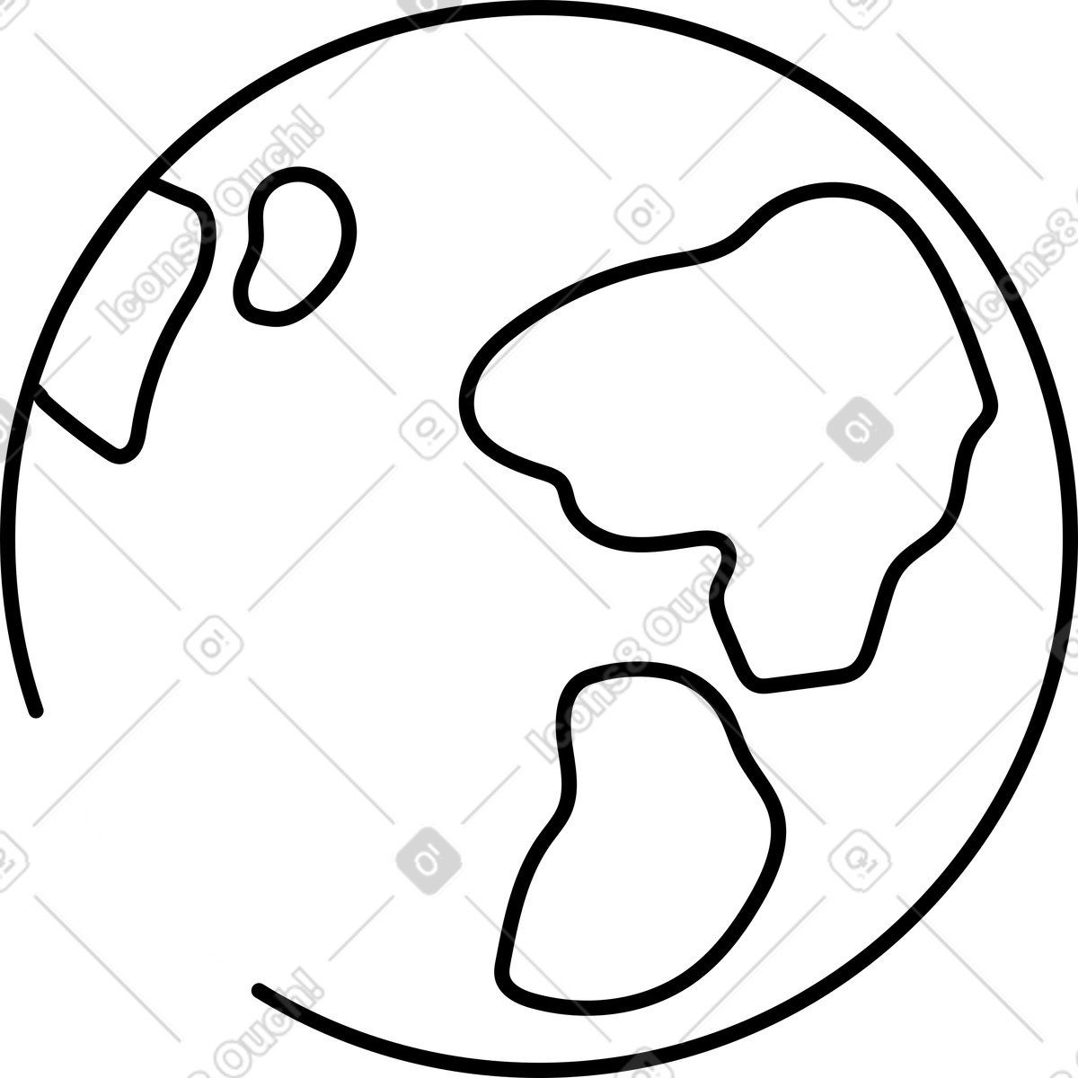 Illustration Earth globe outline with continents africa europe and south america dans le style Notion Line Art à télécharger aux formats PNG, SVG