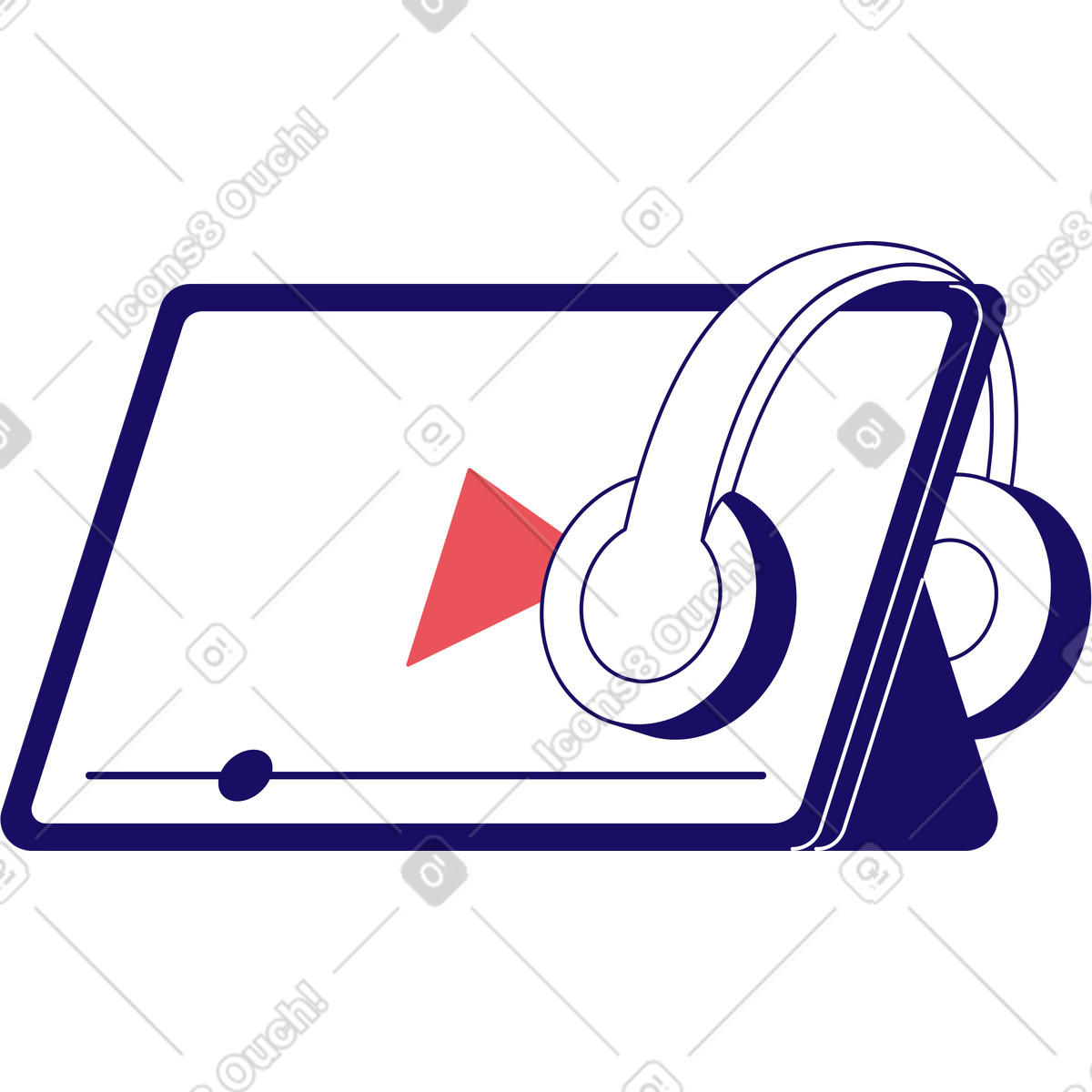 Ilustración Tableta con auriculares en estilo Bendy a descargar en PNG y SVG