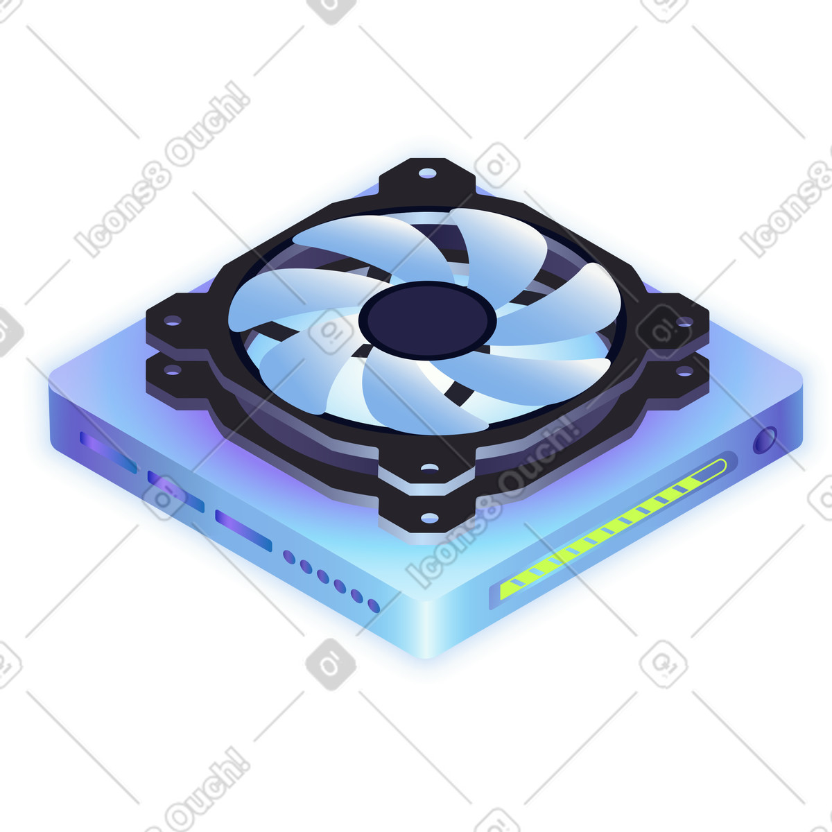 Ventola sull'alimentatore del sistema illustrazione in stile Isotech scarica in PNG, SVG