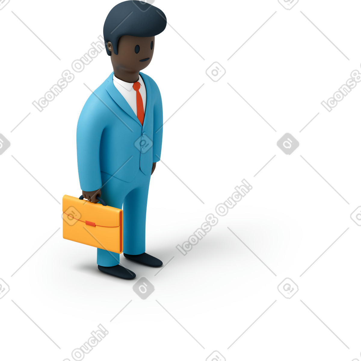 Ilustração de Close-up do homem negro terno com maleta em no estilo 3D Flame para baixar em PNG, SVG