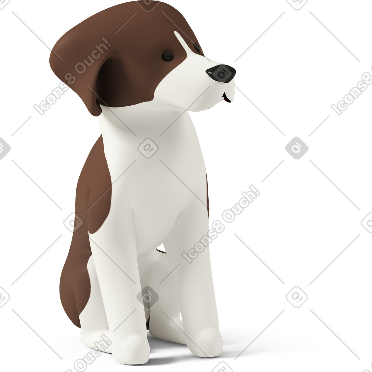 3D Casual life 스타일의 Dog sitting 일러스트레이션 PNG, SVG 다운로드