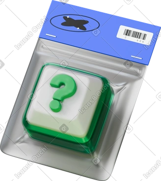 Bouton de clavier en forme de point d'interrogation dans un emballage sous vide PNG, SVG
