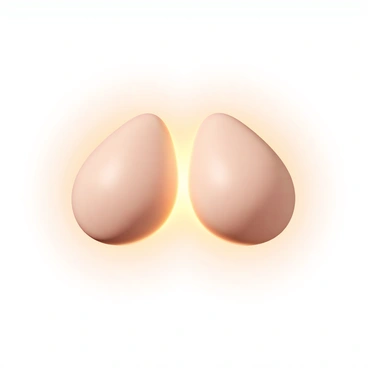 A close-up view of a human breast that emits a soft, warm glow. The skin appears smooth and healthy, reflecting a gentle sheen. Surrounding the breast is a soft, ambient light that creates a calming atmosphere, enhancing the sense of well-being. The light subtly highlights the contours of the breast, emphasizing its natural shape while conveying a message of health and vitality.
