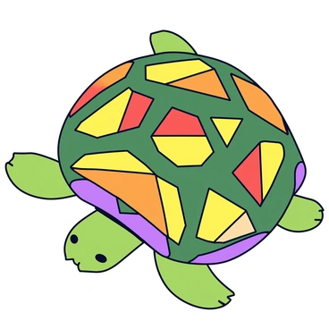 A close-up of a turtle shell with intricate and colorful geometric patterns