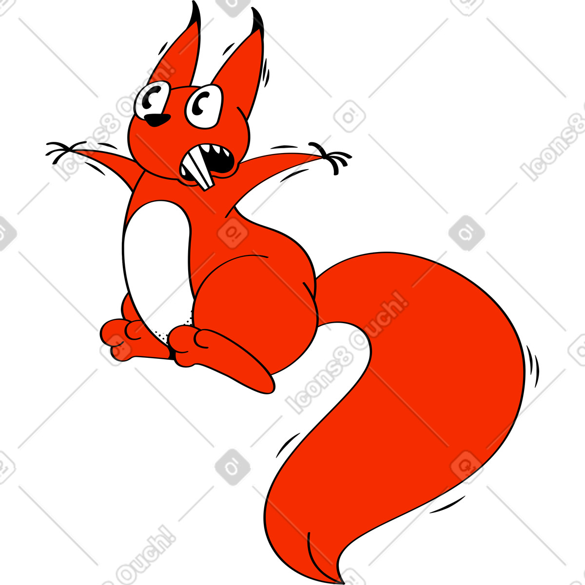 Crazy squirrel illustrazione in stile Looney scarica in PNG, SVG