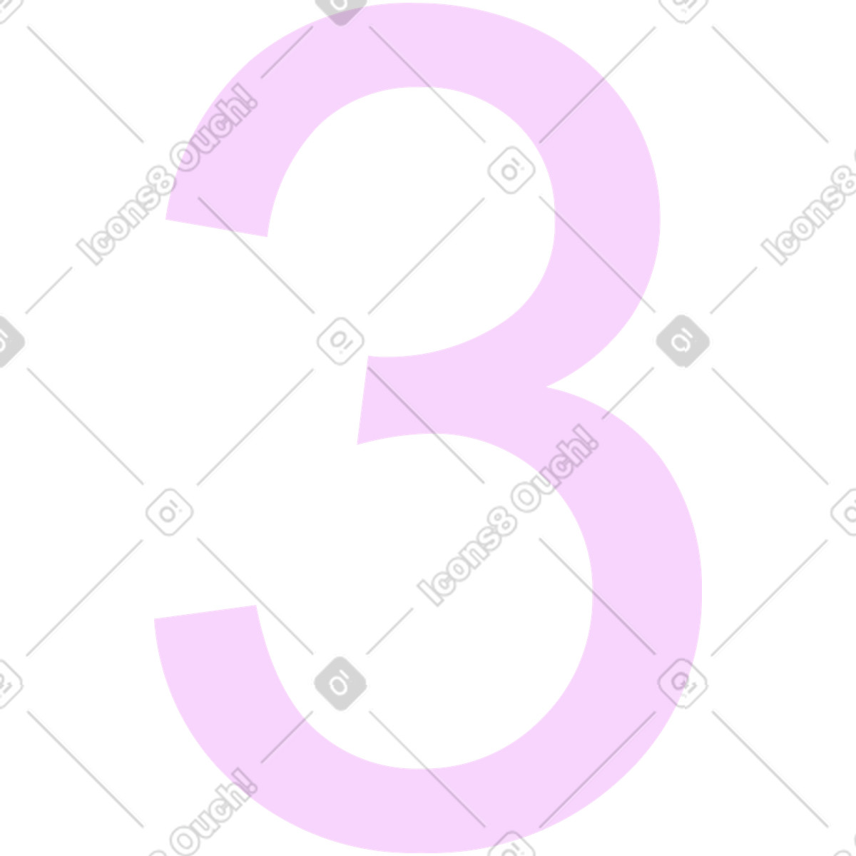 Numero tre illustrazione in stile Marginalia scarica in PNG, SVG