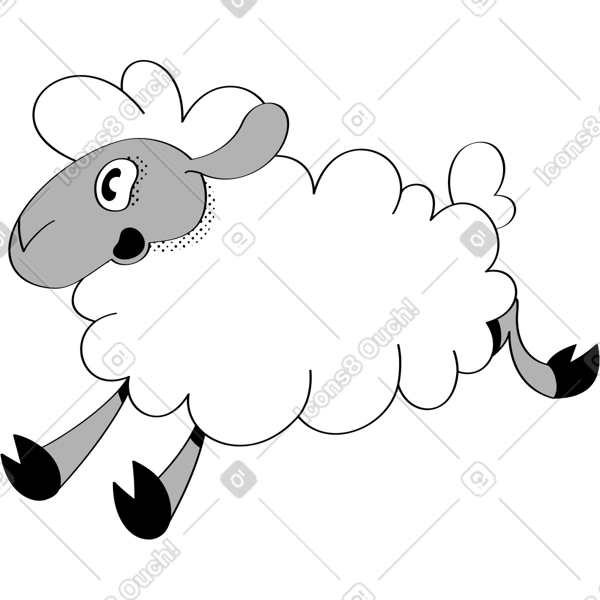Ilustración Oveja en estilo Looney a descargar en PNG y SVG