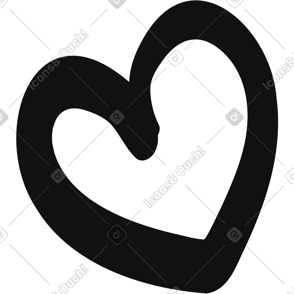 Иллюстрация Heart symbol bold curved outline minimal romantic love shape в стиле Organic — скачать в форматах PNG, SVG