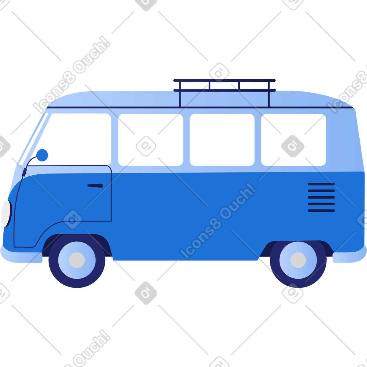 Ilustração de Ônibus estilo retrô vw em no Clip para baixar em PNG, SVG