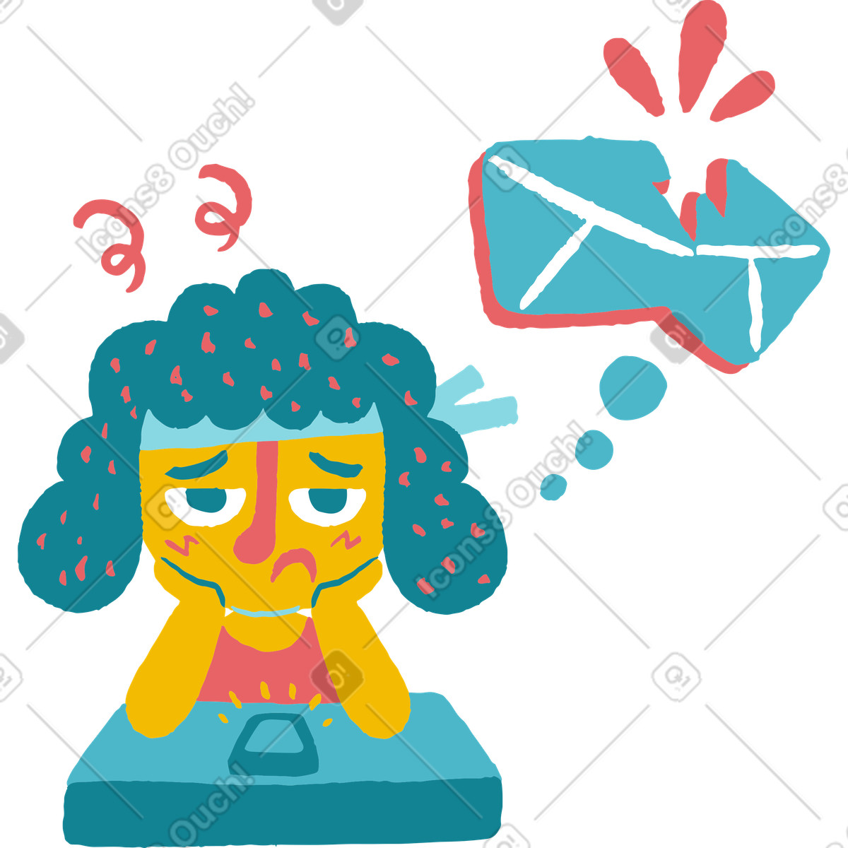 Social disconnect with person disappointed by having no messages illustration in Flamenco style download in PNG, SVG
