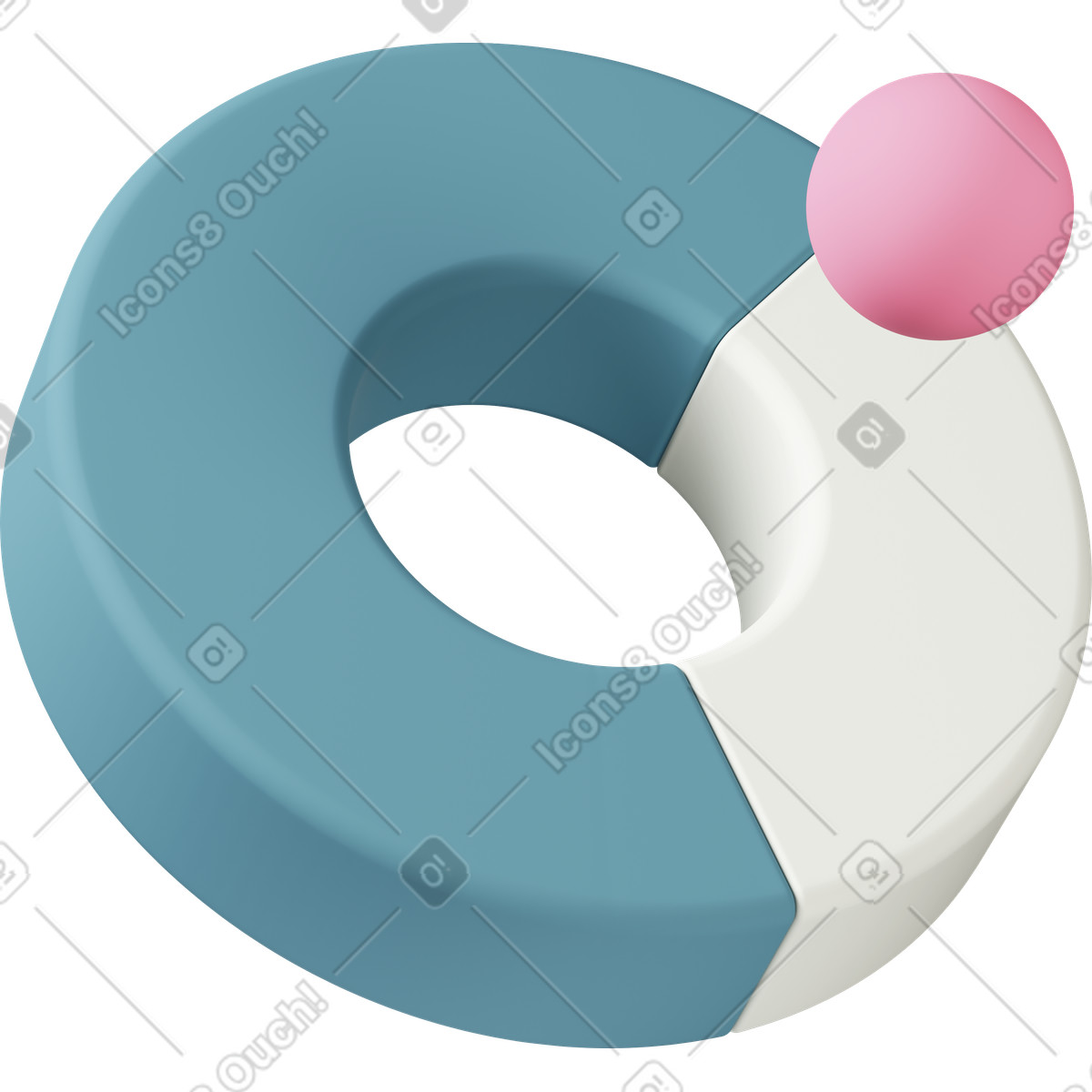 下载 3D Casual life 风格的 Doughnut diagram with sphere 插画，支持 PNG、SVG 格式