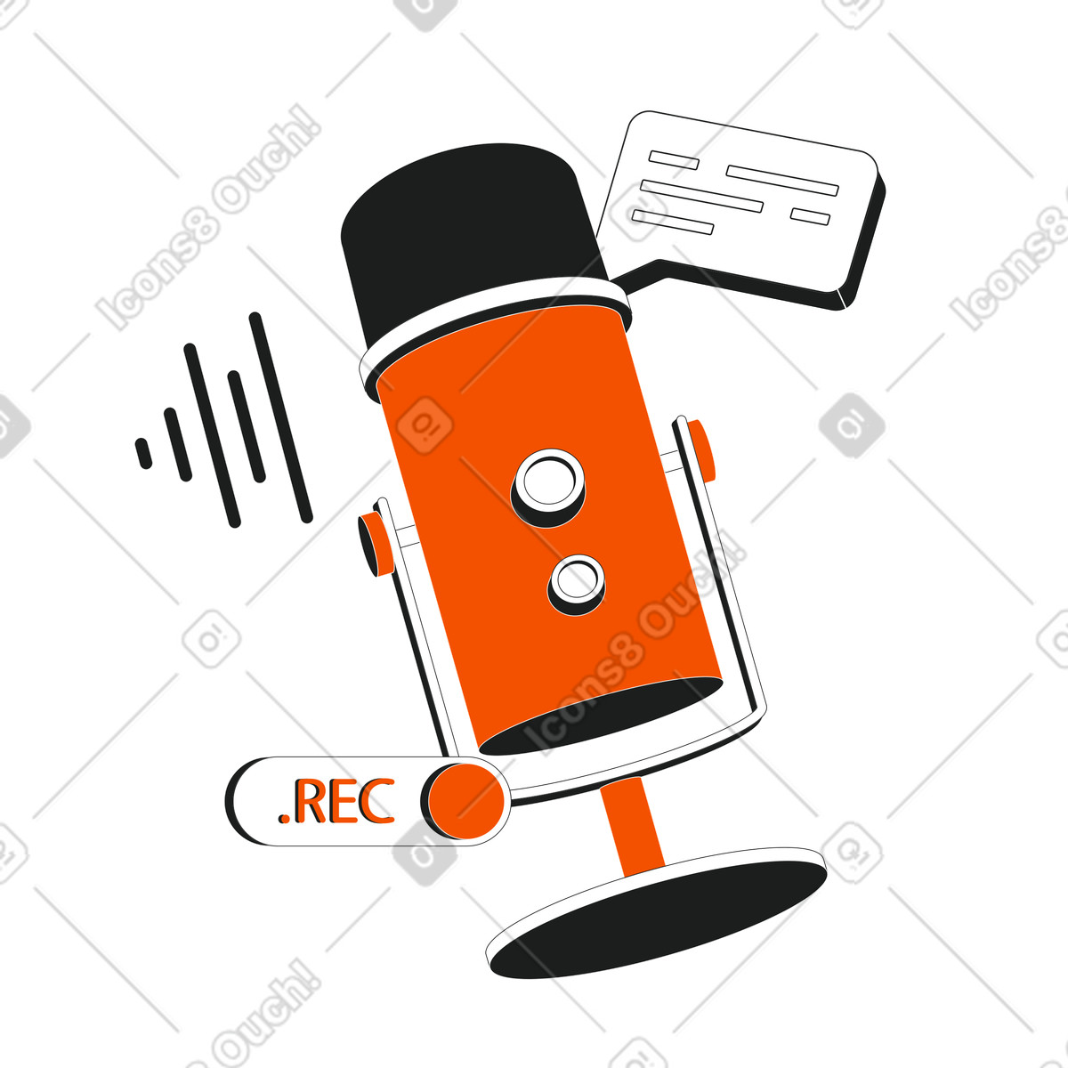 Ilustración Grabación de podcast con micrófono profesional en estilo Strict a descargar en PNG y SVG