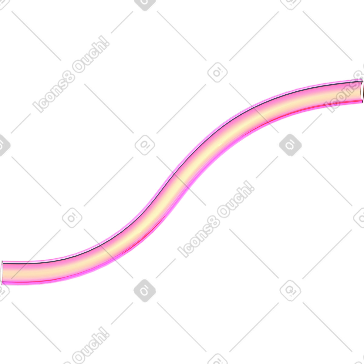 Illustration Long tube de verre courbé dans le style 3D Glassy à télécharger aux formats PNG, SVG