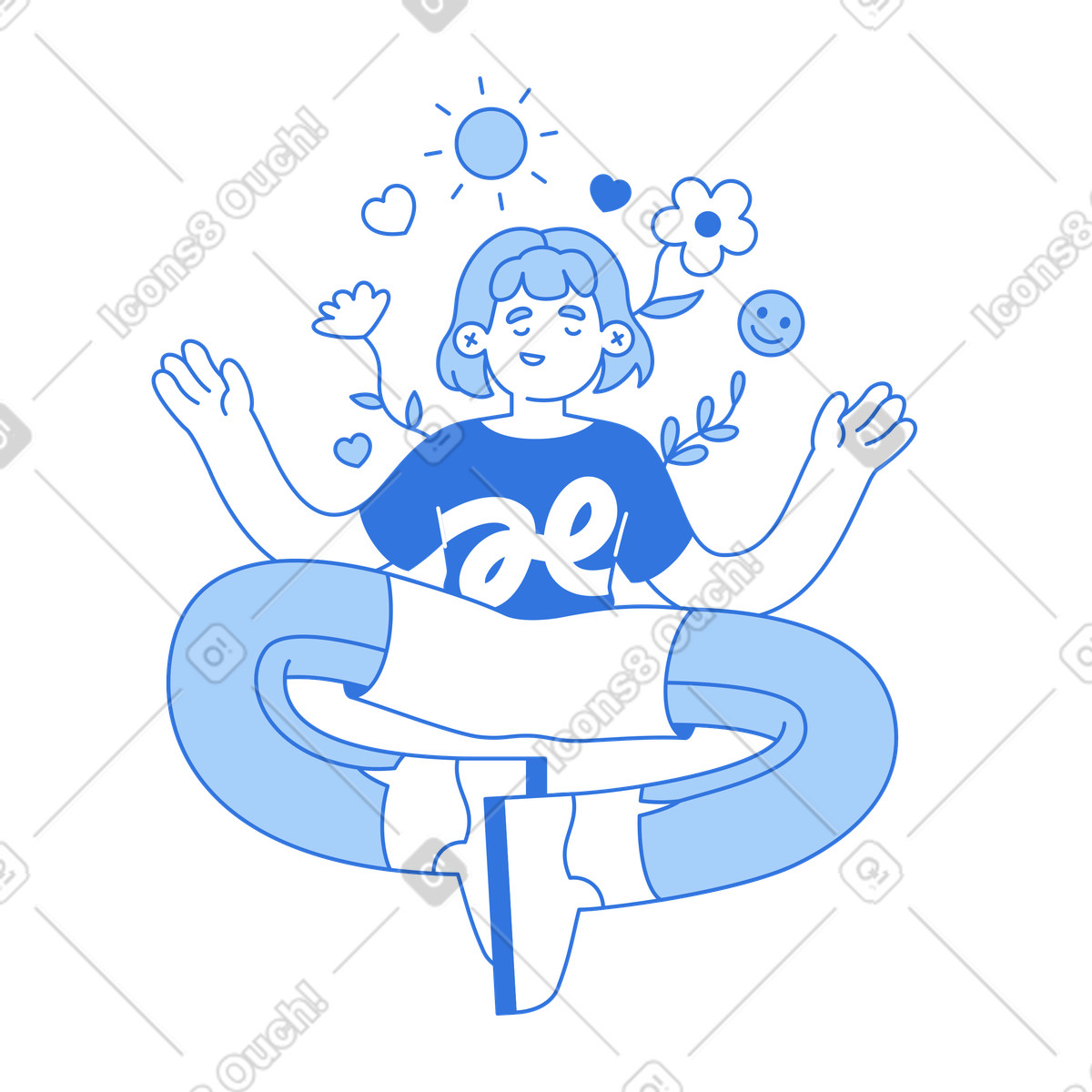 Illustration animée Croissance personnelle et bonne santé mentale dans le style Sky à télécharger aux formats GIF, Lottie (JSON), AE