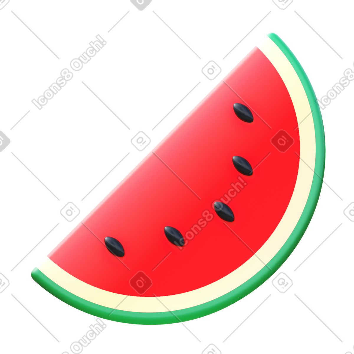 Watermelon slice illustration in 3D Fluency style download in PNG, SVG