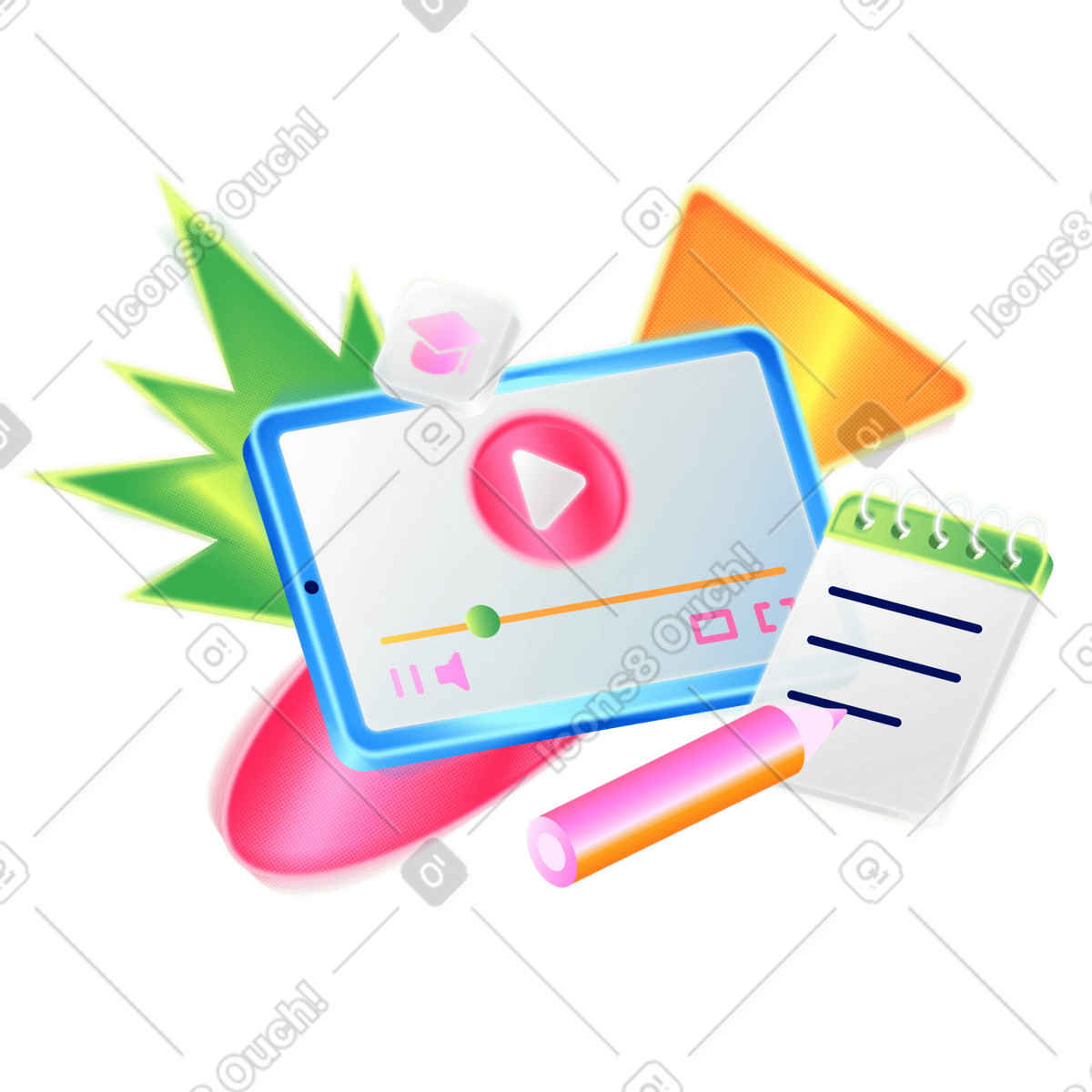Pursuing higher education degree online illustration in PNG, SVG