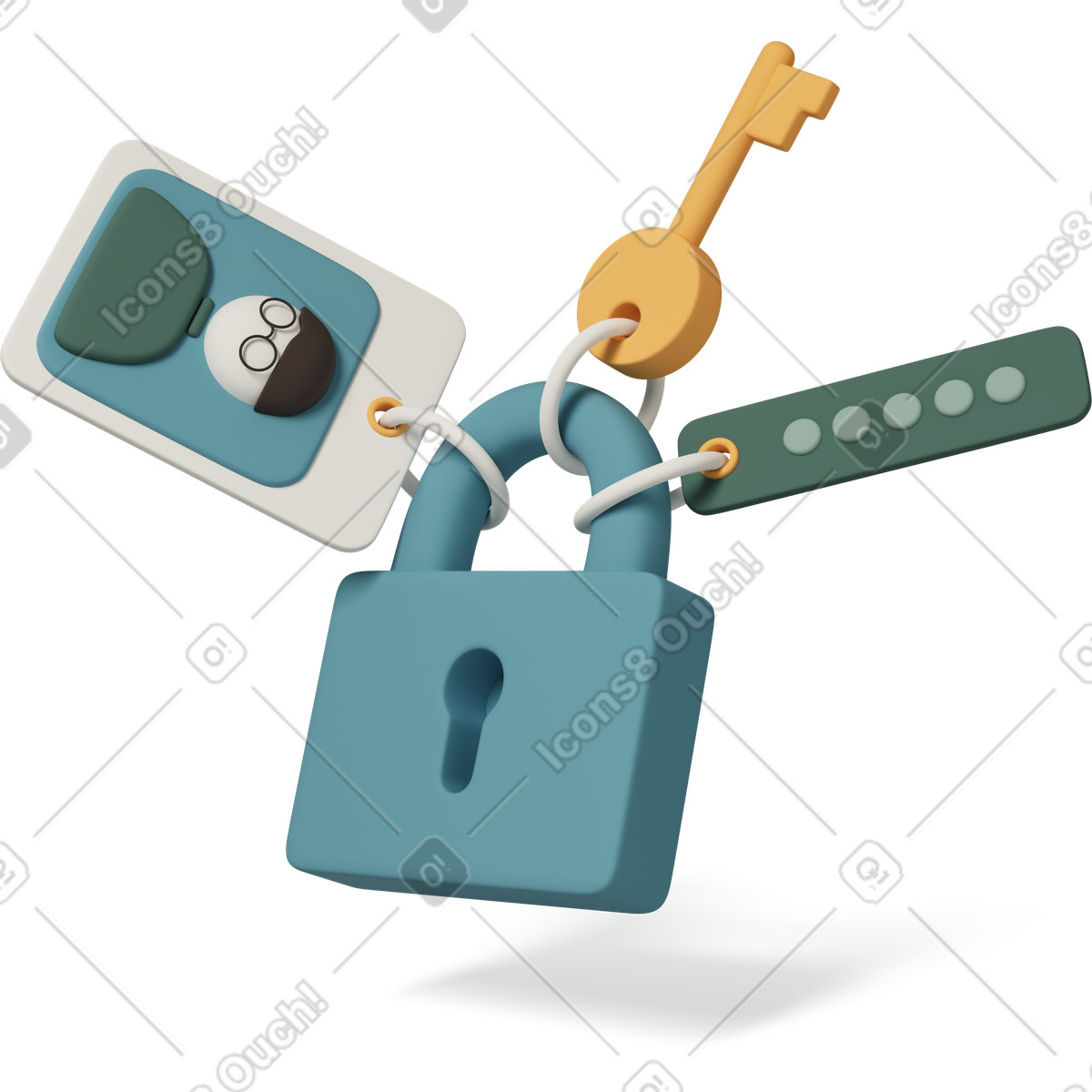 Ilustração de Personal data protection badges with lock em no estilo 3D Casual life para baixar em PNG, SVG