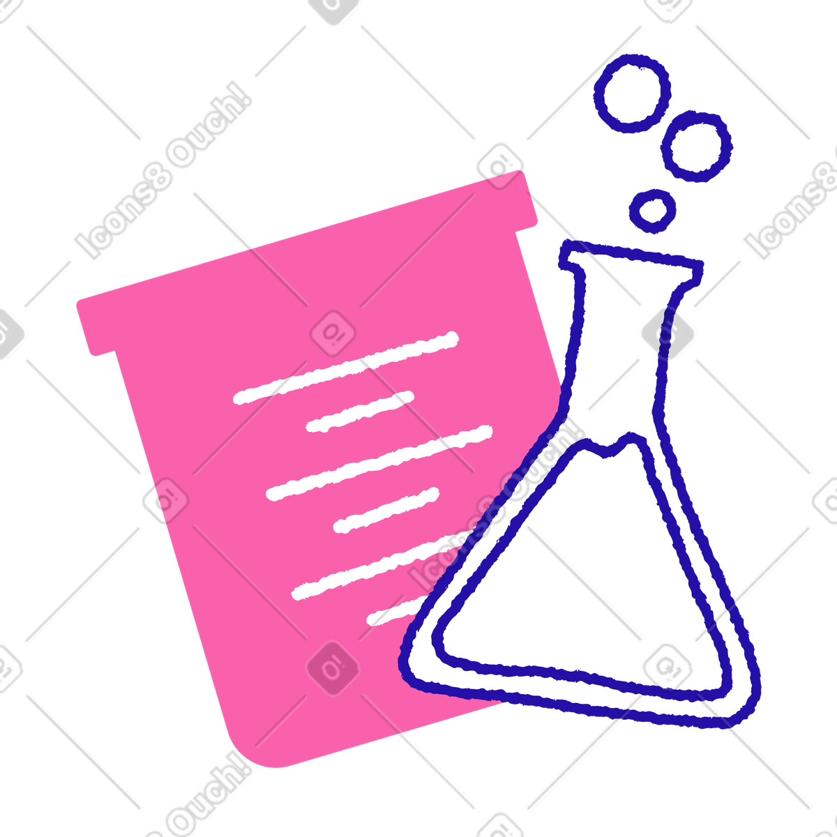 Ilustração de Vidraria laboratório com béquer e frasco em no estilo Whimsy para baixar em PNG, SVG