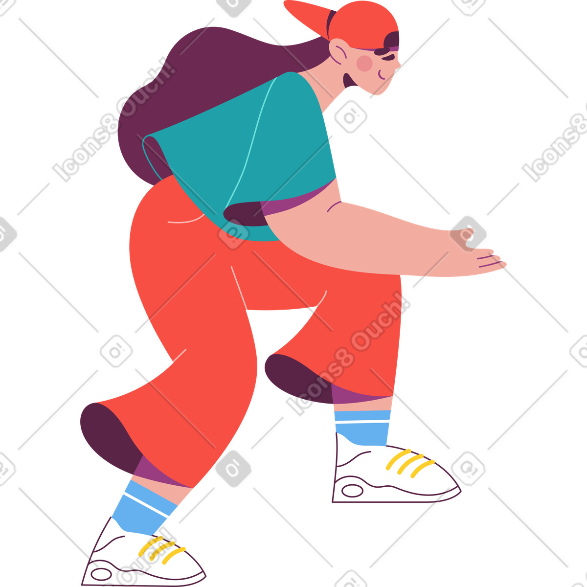 Ilustración Mujer con las piernas dobladas en estilo Sammy a descargar en PNG y SVG