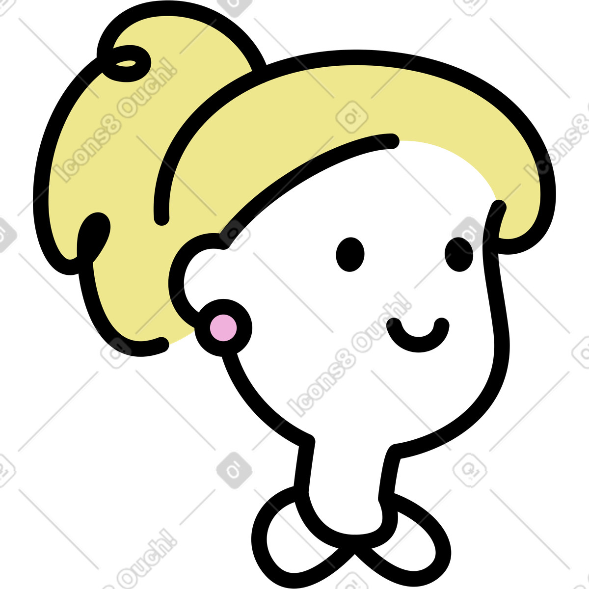 Ilustración Cabeza de mujer sonriente en estilo Mochi a descargar en PNG y SVG