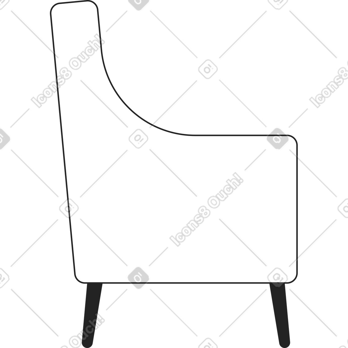 Armchair illustration in Sammy Line style download in PNG, SVG