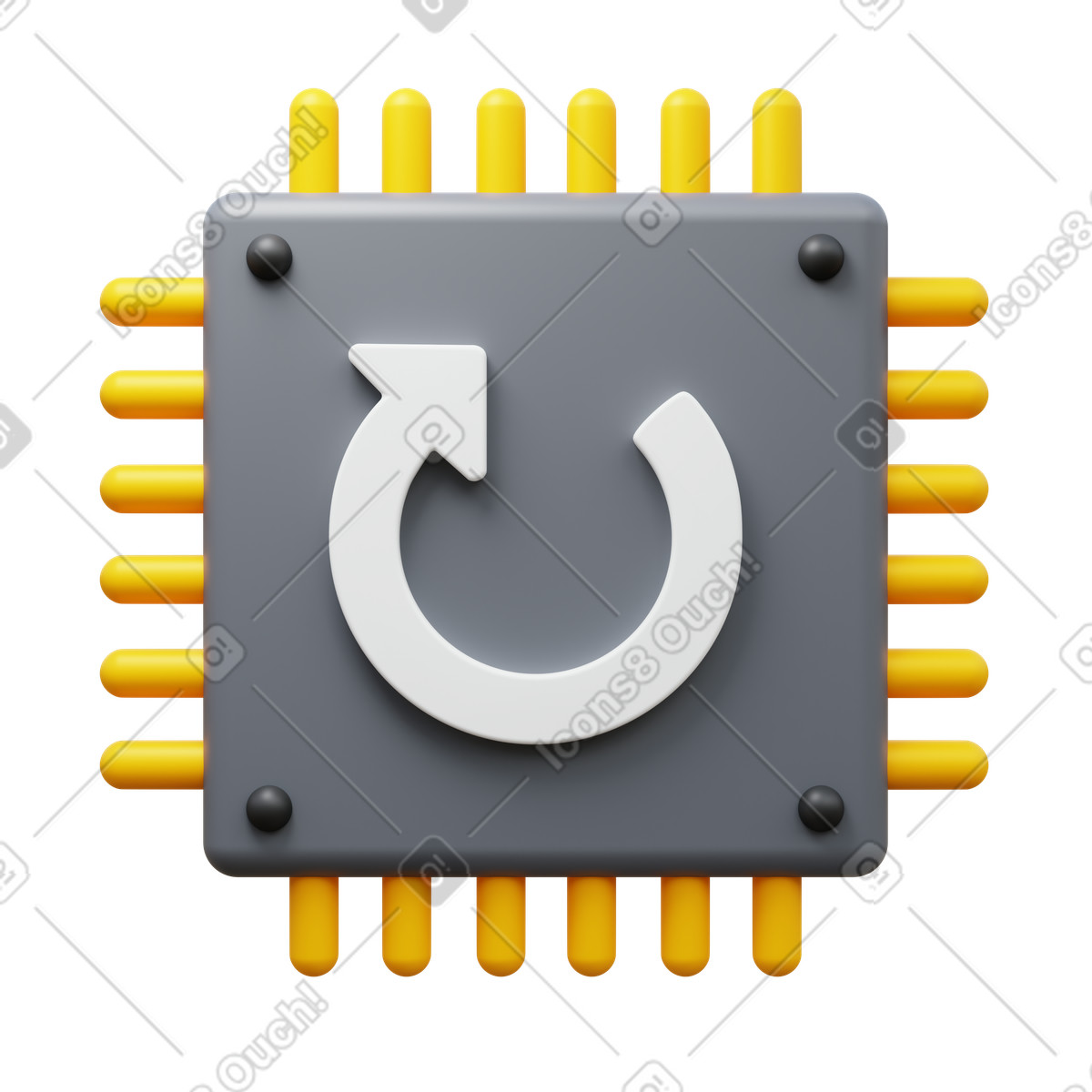 Overclocking processor illustration in 3D Fluency style download in PNG, SVG