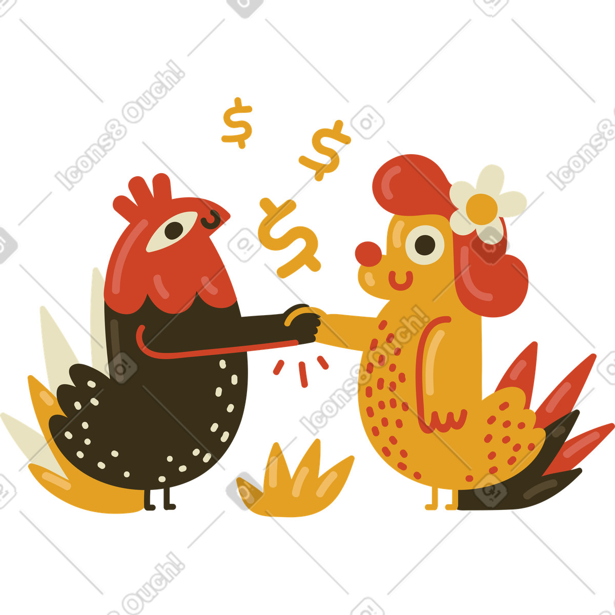Characters shaking hands to make financial agreement illustration in PNG, SVG