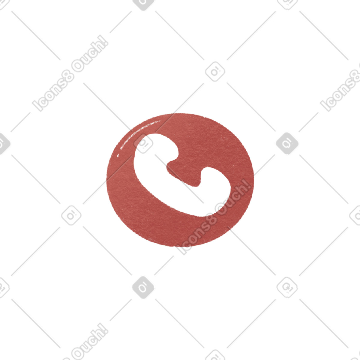 Ilustración Telephone handset sign in a red circle en estilo Woolly descargar en PNG y SVG
